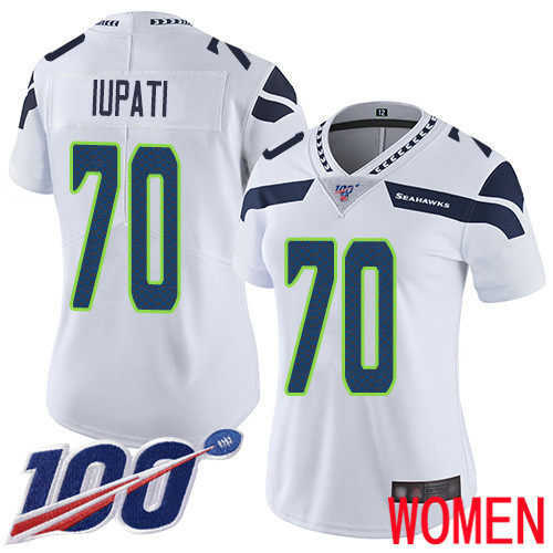 Seattle Seahawks Limited White Women Mike Iupati Road Jersey NFL Football 70 100th Season Vapor Untouchable